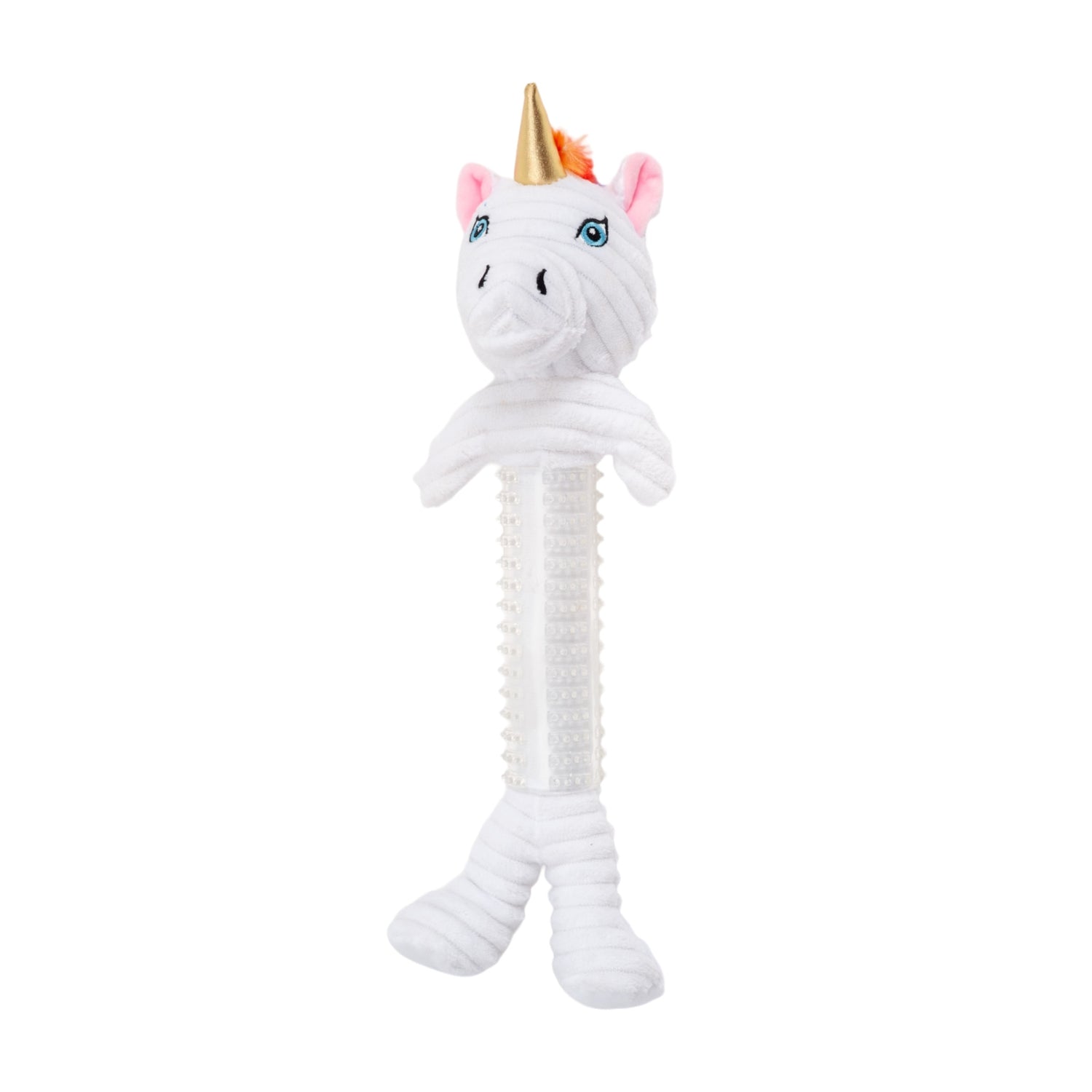 Country Living Thermoplastic Rubber Skinny Unicorn Corduroy Plush Dog Toy – with Squeaker & Crinkle Paper