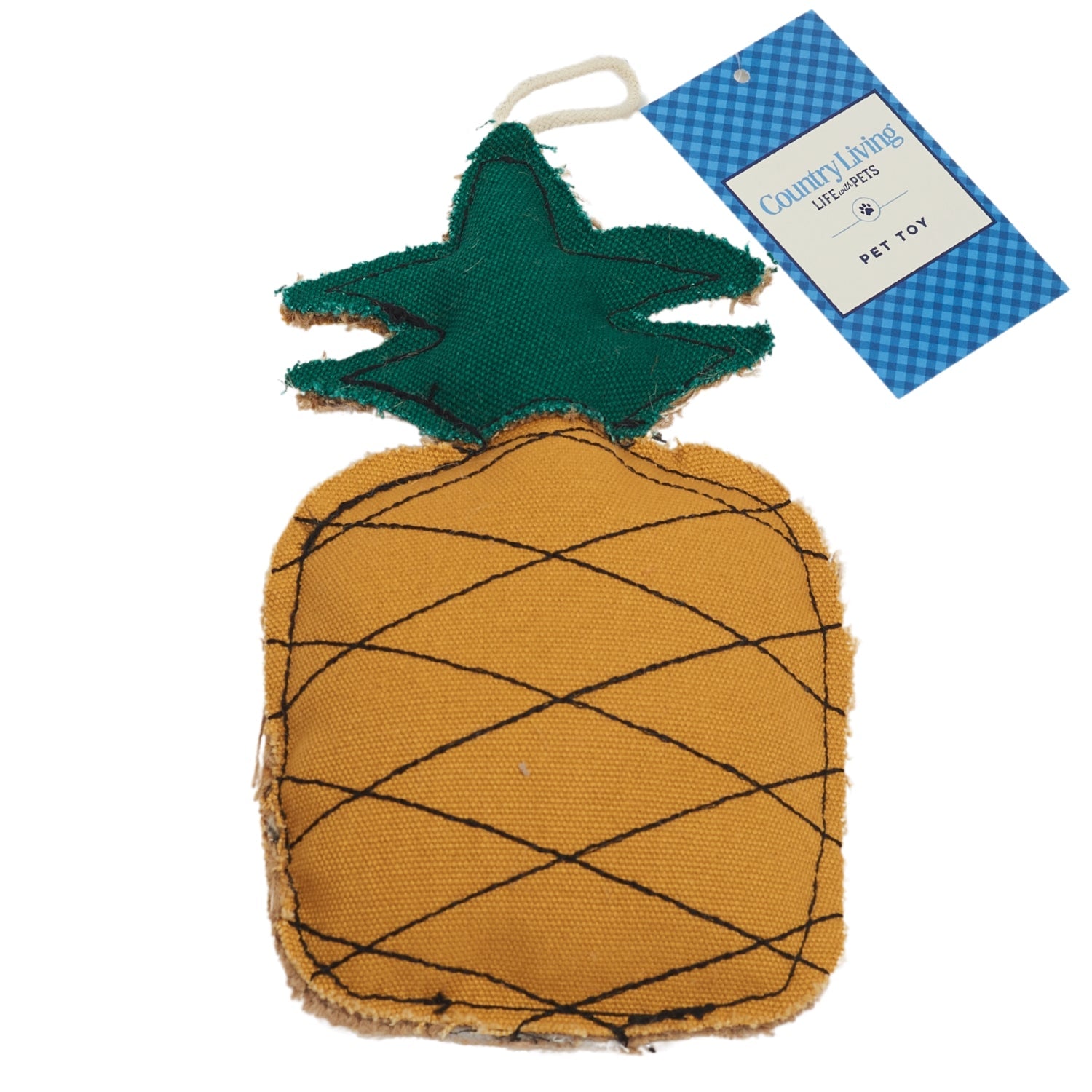Country Living Canvas & Jute Pineapple-Shaped Dog Chew Toy – — durable dog toy for German Shepherds and large breeds