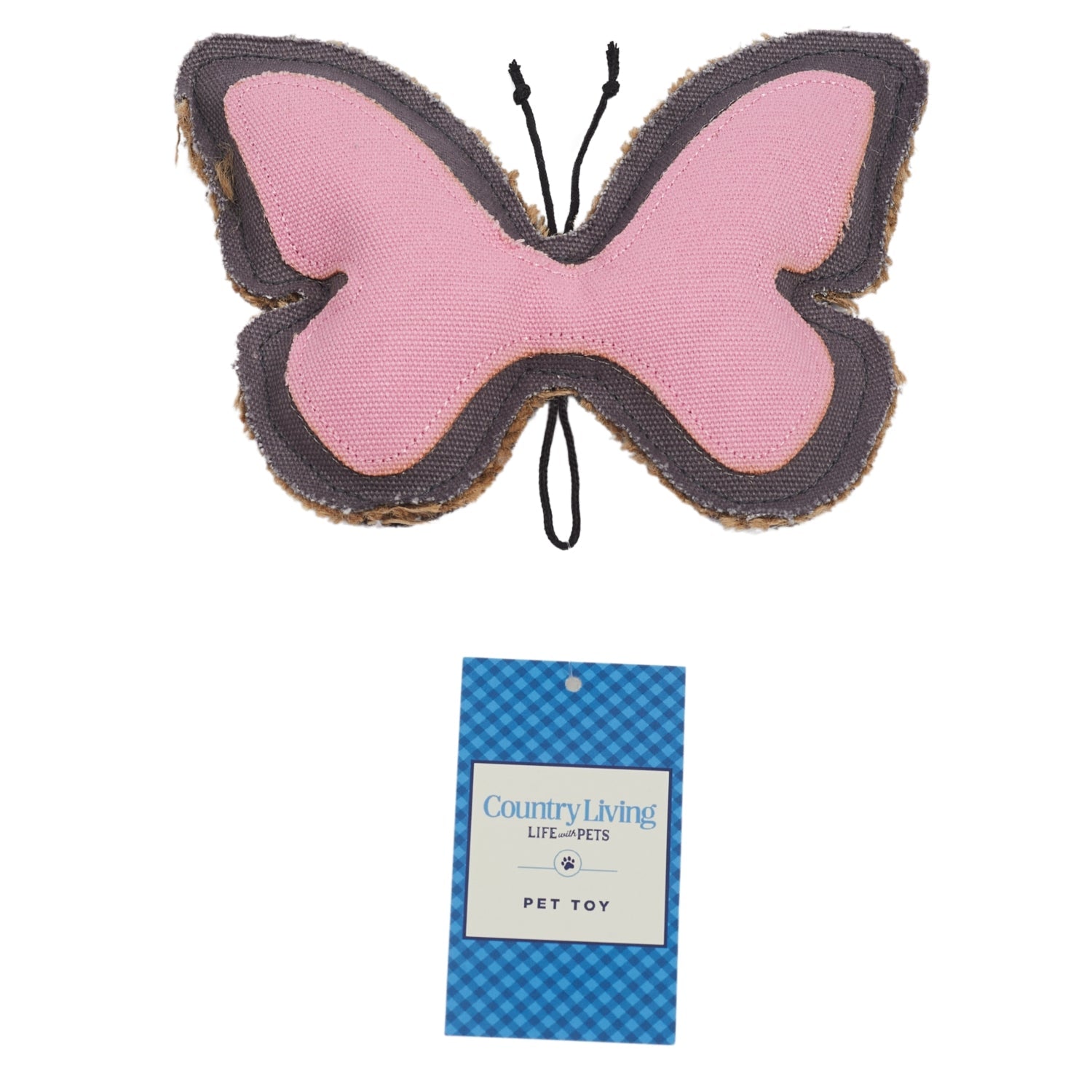 Country Living Canvas & Jute Butterfly-Shaped Dog Chew Toy – — durable dog toy for German Shepherds and large breeds