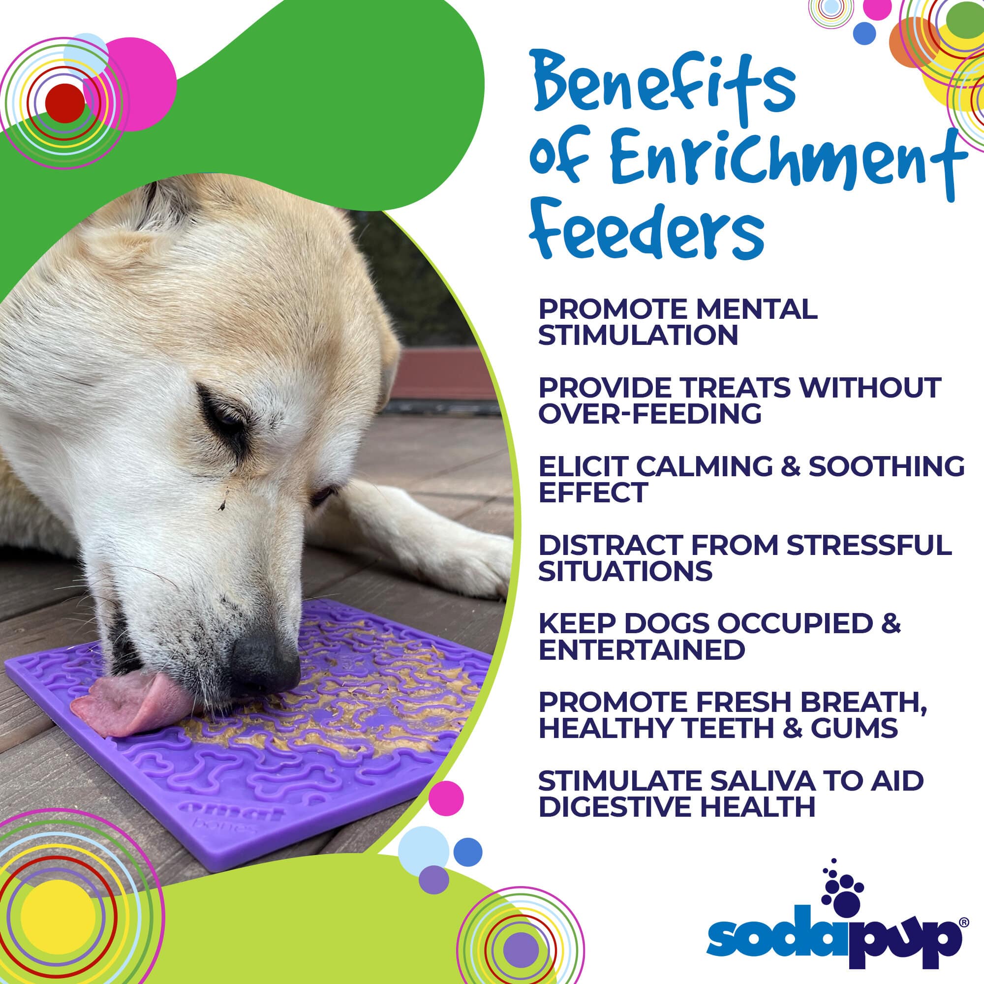 Bones eMat - Enrichment Lick Mat for Dogs and Cats | eMat Enrichment Toy for Anxiety Relief | SodaPup