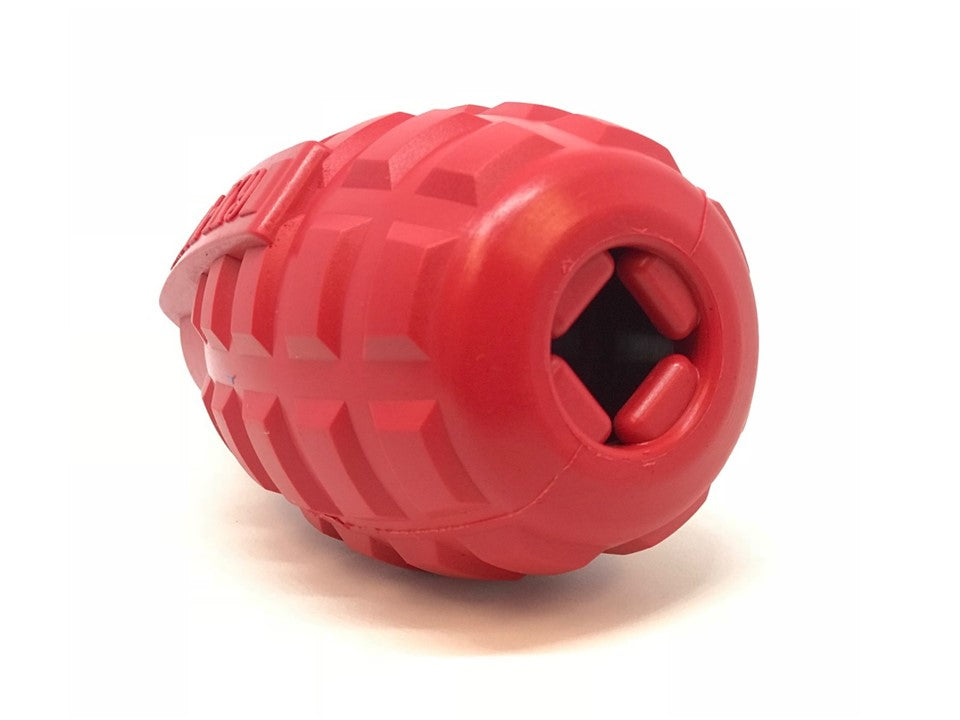 Grenade Shaped eDispenser Durable Dog Chew Toy & Treat Dispenser - Red & Blue