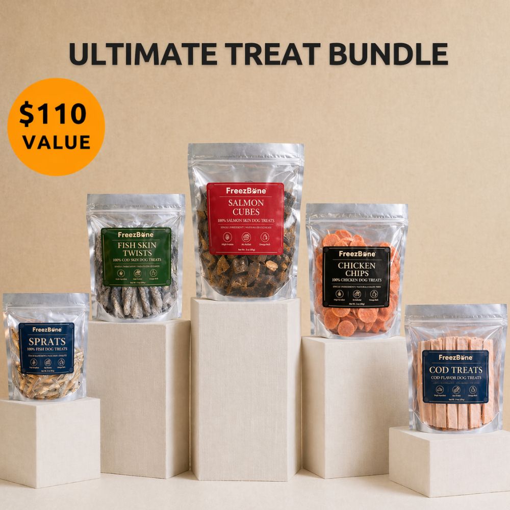 Freezbone Ultimate Dog Treat Bundle – 5 All-Natural Fish & Chicken Treats (Value Size) — healthy dog treats for German