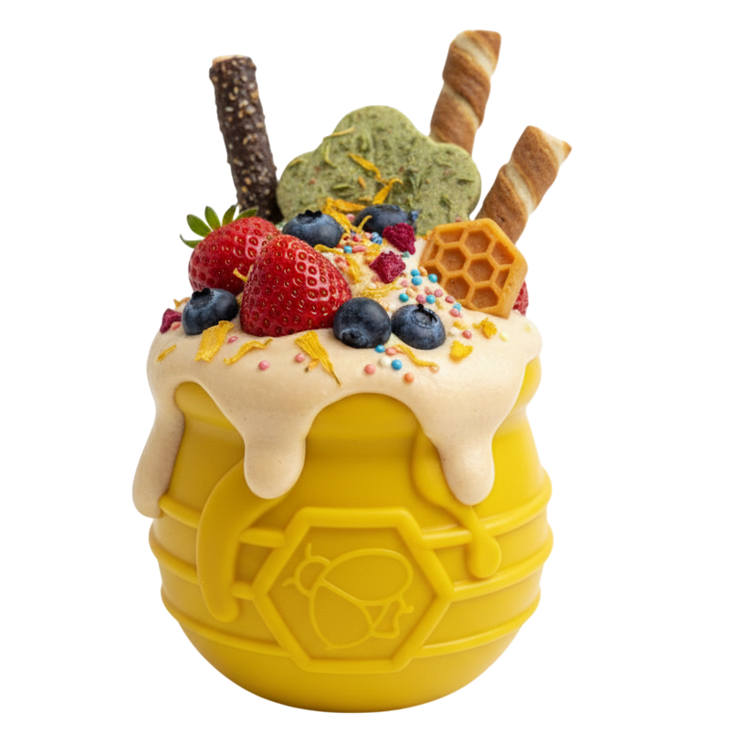 Honey Pot Dog eCup Treat Dispenser | Durable PUP-X Rubber — durable dog toy for German Shepherds and large breeds