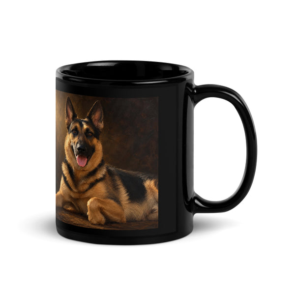 Custom German Shepherd Portrait – Black Mug