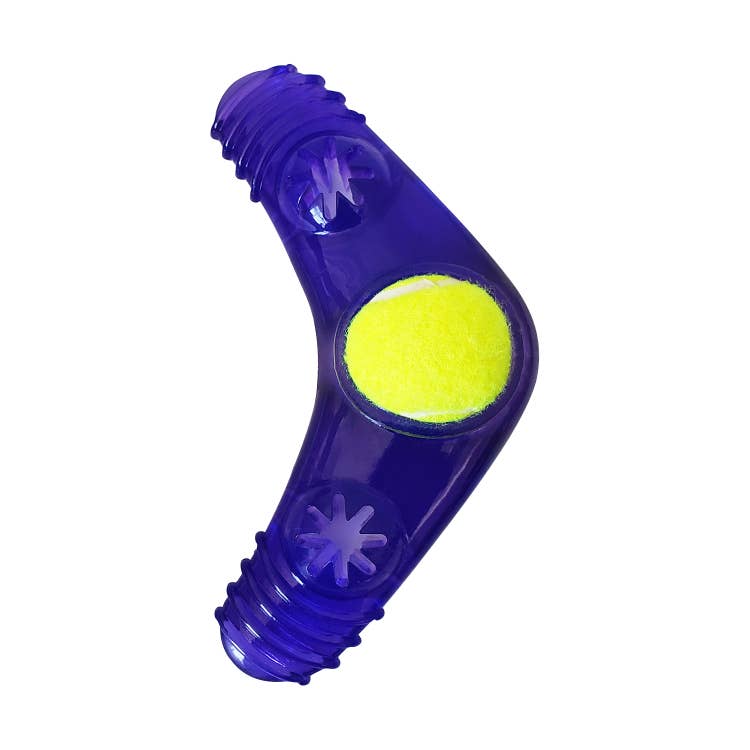 TPR Boomerang Dog Chew Toy with Removable Squeaker Tennis Ball & — durable dog toy for German Shepherds and large breeds
