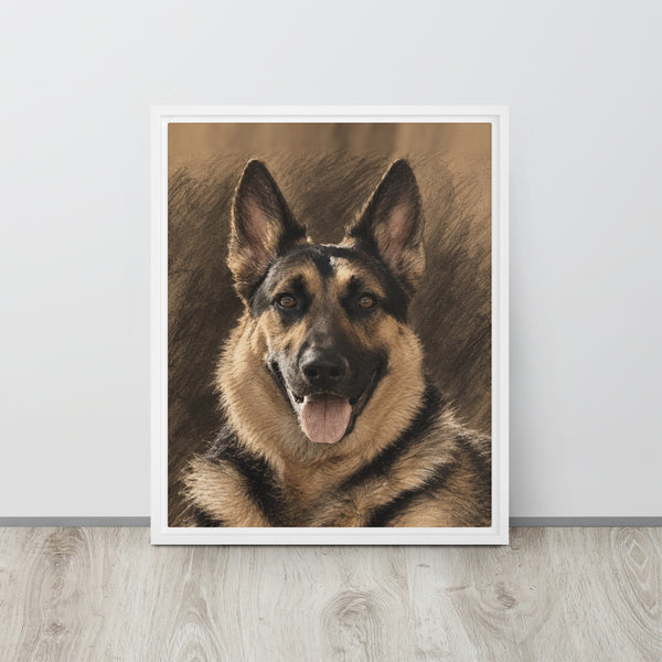 Custom German Shepherd Portrait – Framed Canvas