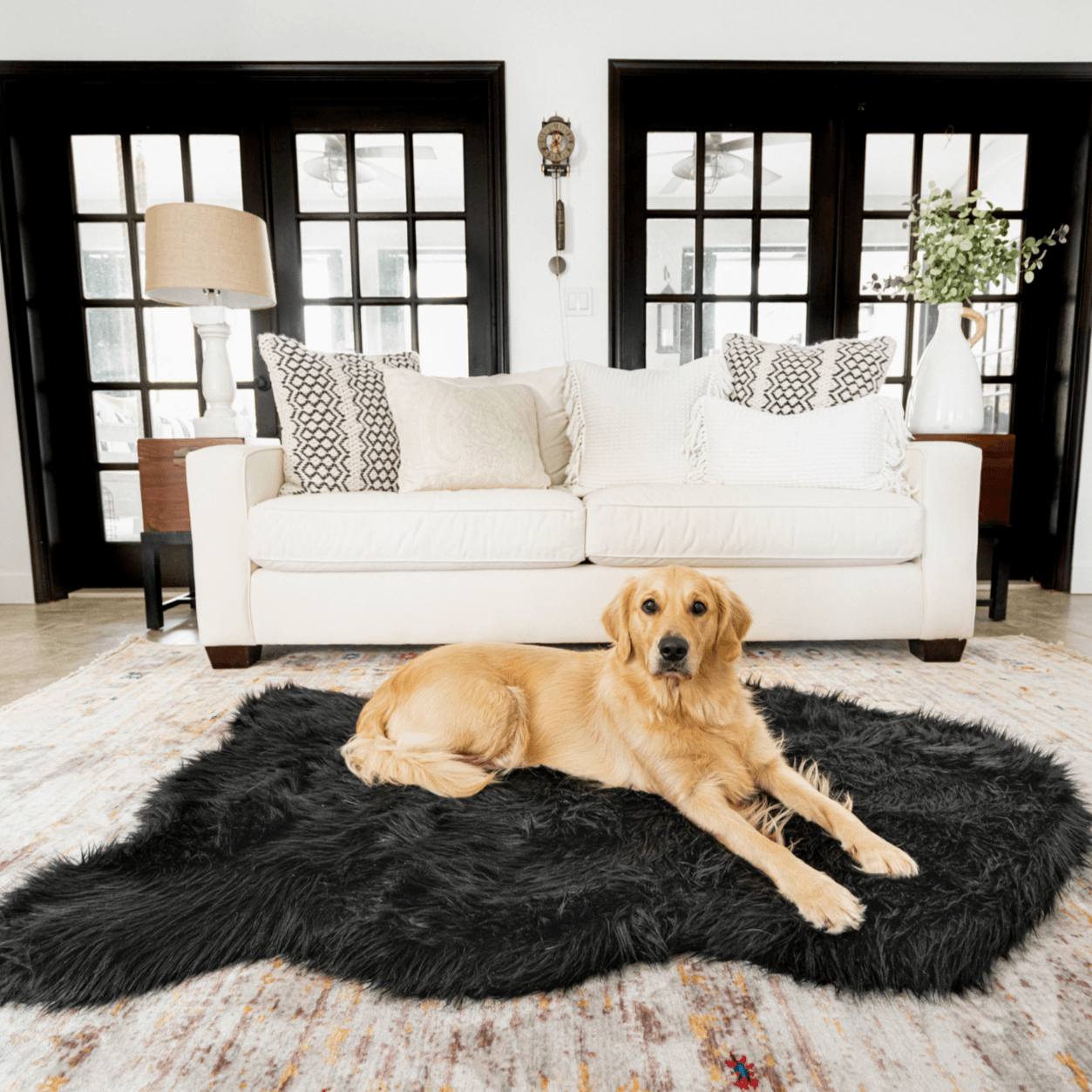 PupRug by Paw.com®  Faux Fur Orthopedic Dog Bed - Curve Midnight — large dog bed for German Shepherds and big breeds